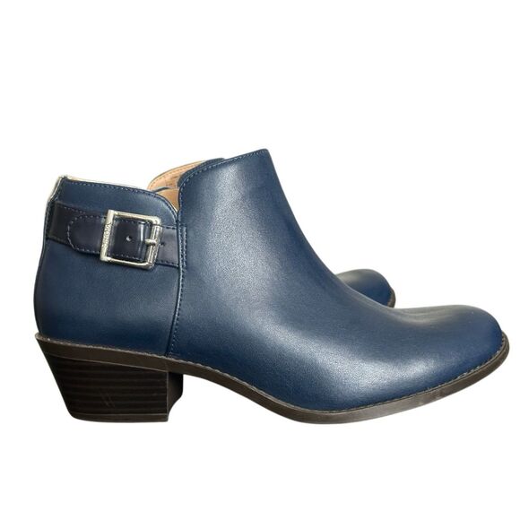 Vionic “Millie” Buckle Navy Blue Zip Ankle Boots Size 7 - Picture 4 of 12